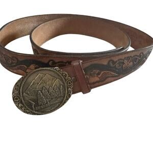 O.C. Tanner Vintage Leather Belt and Brass Buckle